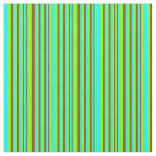 Chartreuse, Cyan & Brown Rand Mönster Tyg