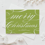 Chartreuse Elegant Script Flourish God jul Julkort<br><div class="desc">Modern helgdag-kort med kalligrafi av vit elegant. Det här kortet finns i andra färg - matchande artiklar och liknande artiklar finns tillgängliga. Glad helg!</div>