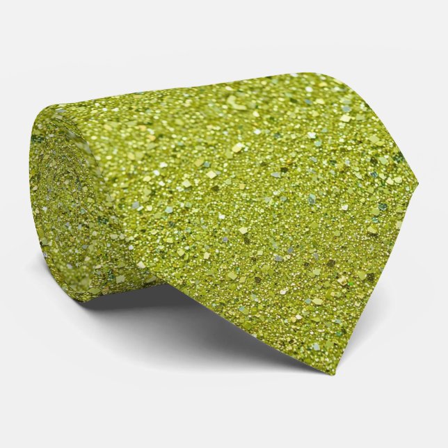 Chartreuse Glitter Falsk Silke | Djärv Herrens Slips (Rullad)