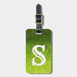 Chartreuse Glitter Ombre Sparkles Glam Monogram Bagagebricka