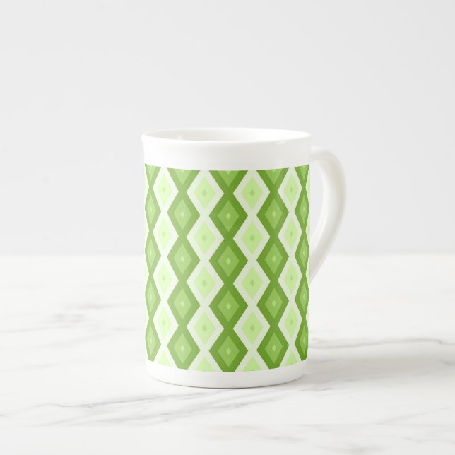 Chartreuse green diamond pattern benporslin mugg (Framsida höger)