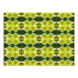 Chartreuse Grön Abstrakt Hortensia Blommor Mönster Fototryck