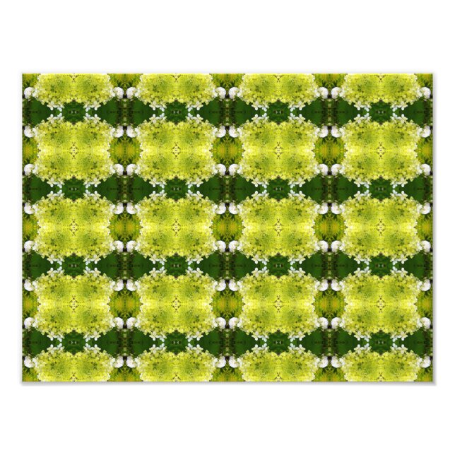 Chartreuse Grön Abstrakt Hortensia Blommor Mönster Fototryck (Framsidan)