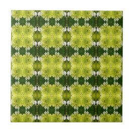 Chartreuse Grön Abstrakt Hortensia Blommor Mönster Kakelplatta