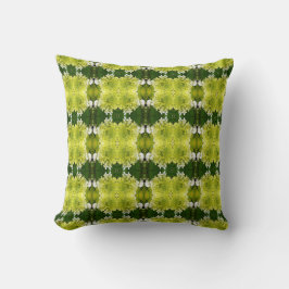 Chartreuse Grön Abstrakt Hortensia Blommor Mönster Kudde