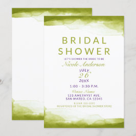Chartreuse Grön Akvarell Chic Bröllopsdusch Inbjudningar