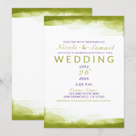 Chartreuse Grön Akvarell Chic Modern Bröllop Inbjudningar