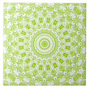 Chartreuse Grön Mandala Mönster Kakelplatta