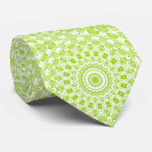 Chartreuse Grön Mandala Mönster Slips