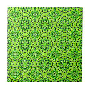 Chartreuse Grönt Aesthetic Klöver Mönster #9 Kakelplatta