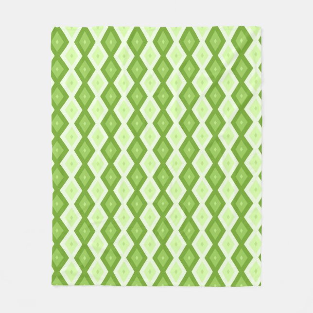 Chartreuse grönt diamant mönster fleecefilt (Framsidan)