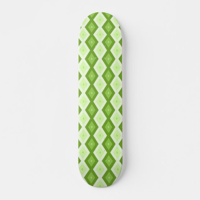 Chartreuse grönt diamant mönster mini skateboard bräda 18,5 cm (Framsida)