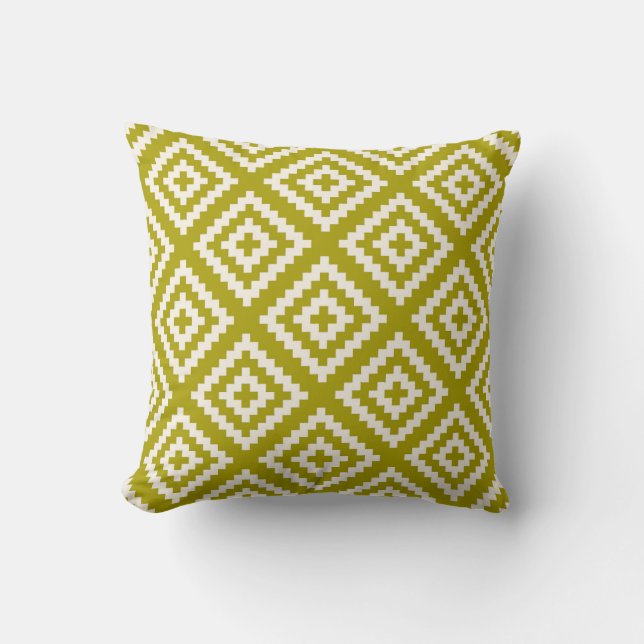 Chartreuse grönt för geometriskt mönster kudde (Framsida)