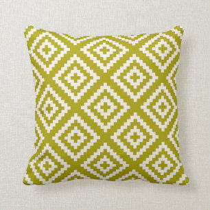 Chartreuse grönt för geometriskt mönster kudde