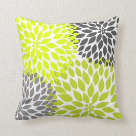 Chartreuse Grönt Grått Dahlia mod decor soffa Kudde