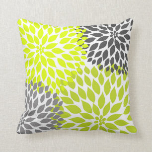 Chartreuse Grönt Grått Dahlia mod decor soffa Kudde