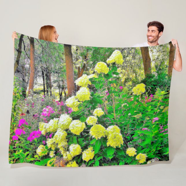 Chartreuse Grönt Limelight Hydrangea Garden Fleecefilt (På plats)