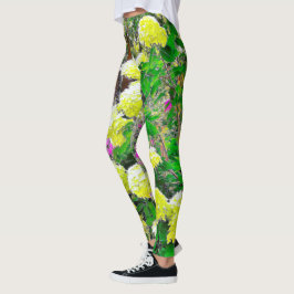 Chartreuse Grönt Limelight Hydrangea Garden Leggings