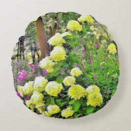 Chartreuse Grönt Limelight Hydrangea Garden Rund Kudde