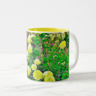 Chartreuse Grönt Limelight Hydrangea Garden Två-Tonad Mugg
