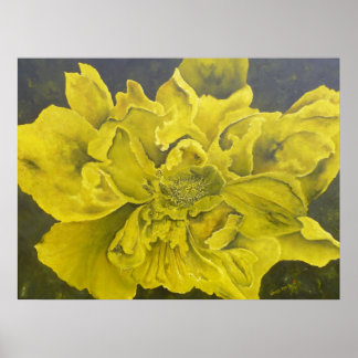 Chartreuse Grönt Peony Poster
