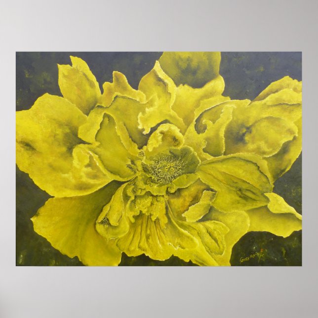Chartreuse Grönt Peony Poster (Framsidan)