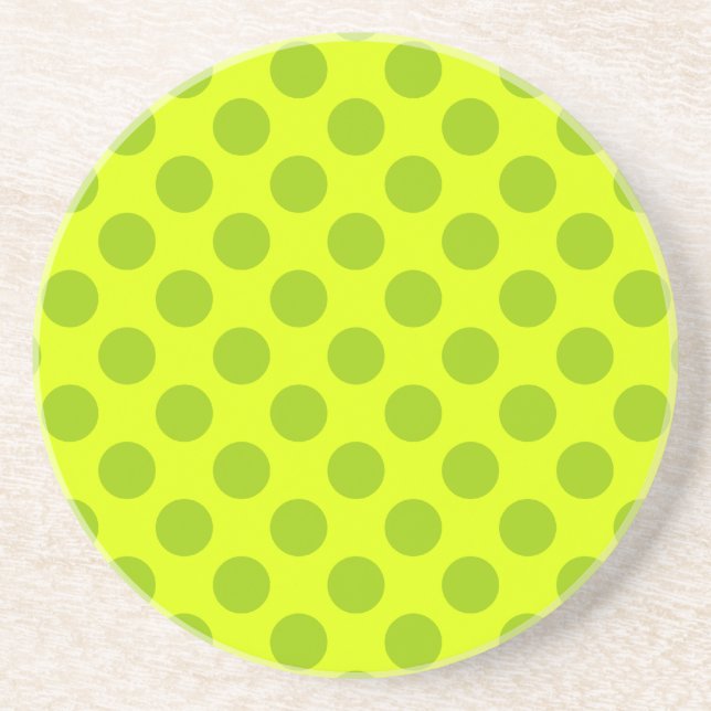 Chartreuse Grönt Polka dots Underlägg Sandsten (Framsidan)