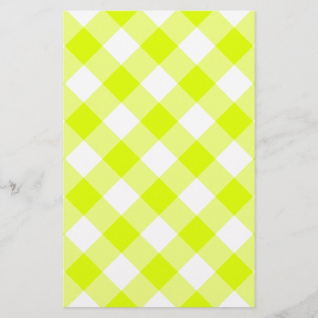 Chartreuse Gul Gingham Brevpapper (Framsida)