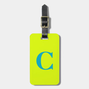Chartreuse Gult Grönt Blue Monogram Initialer Bagagebricka