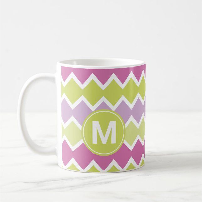 Chartreuse Gult Rosa Monogram Kaffemugg (Vänster)