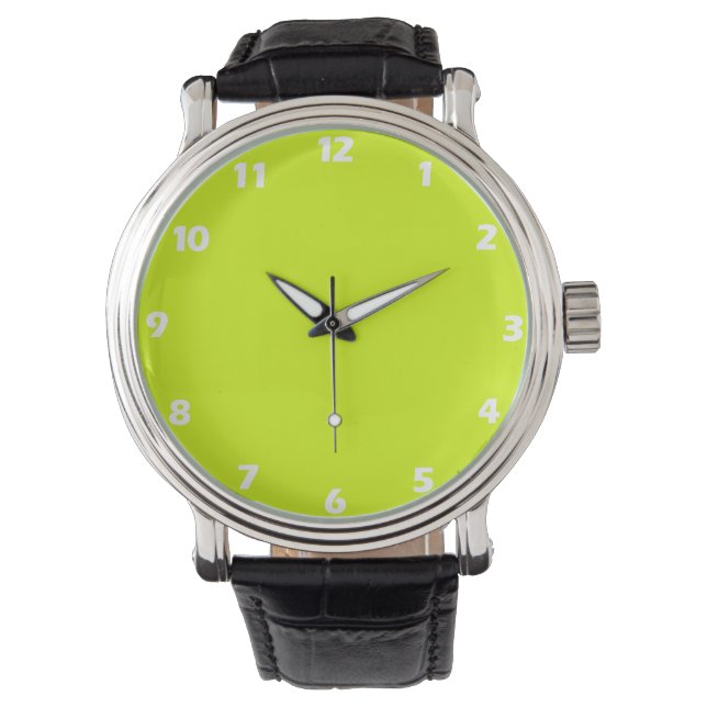 Chartreuse Gult solid färg Armbandsur (Framsida)