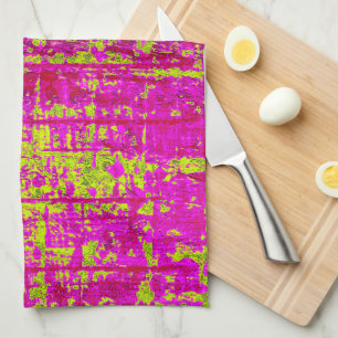 Chartreuse Kiss Rosa och Grönt Abstrakt Kökshandduk