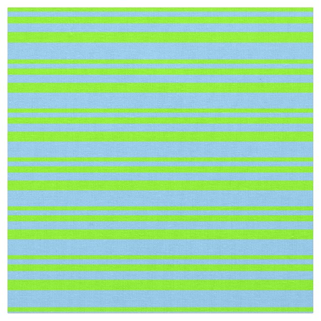 Chartreuse & Light Himlar Blue Färgad Linjer Tyg (Närbild)