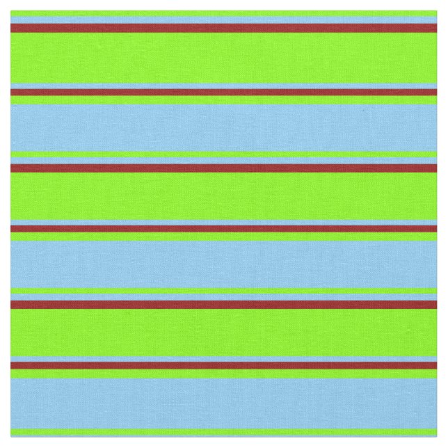 Chartreuse, Light Himlar Blue & Mörk Red Färgad Tyg (Närbild)