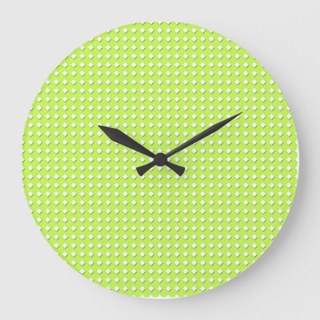 Chartreuse Ljus Limegrön Mönster - Diamanter Stor Klocka (Framsida)