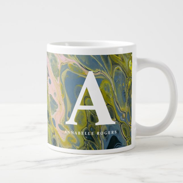 Chartreuse Marble Anpassningsbar för flera färg/Na Jumbo Mugg (Höger)