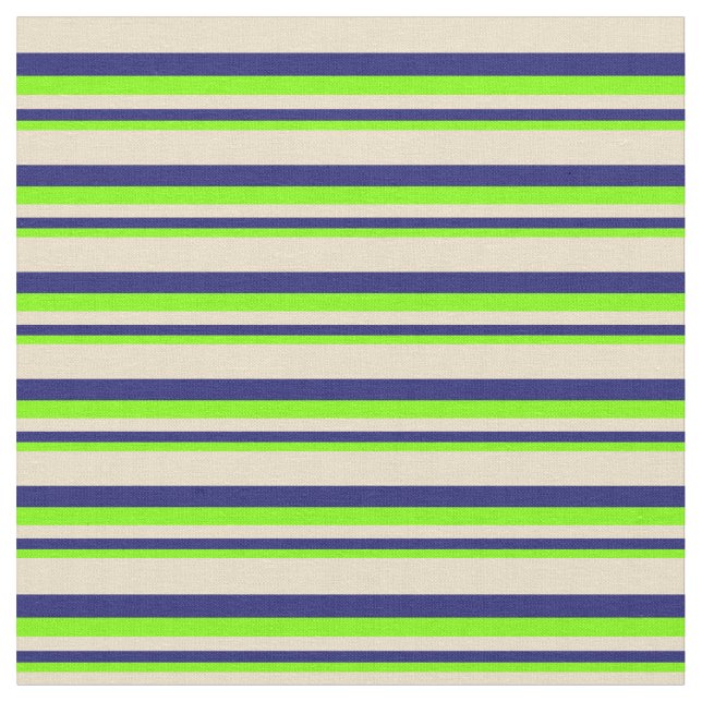 Chartreuse, Midnight Blue och Tan Mönster Tyg (Närbild)