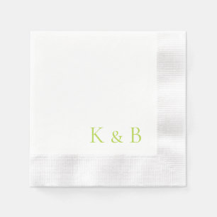 Chartreuse Monogram Vit myntad Bröllop Pappersservett