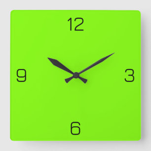 Chartreuse (Neon Grönt) 7FFF00 Färg - Namn Option Fyrkantig Klocka