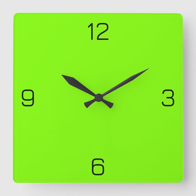 Chartreuse (Neon Grönt) 7FFF00 Färg - Namn Option Fyrkantig Klocka (Framsida)