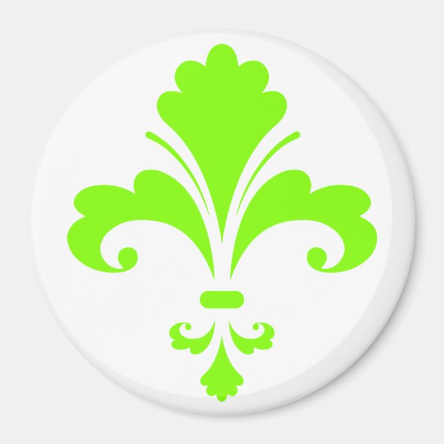 Chartreuse, Neon Grönt Fleur de lis Magnet (Framsidan)