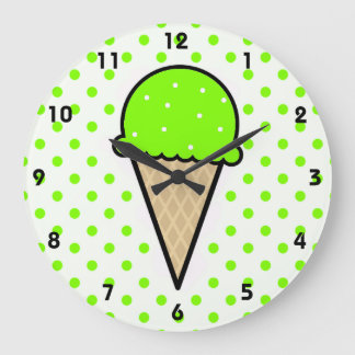 Chartreuse, Neon Grönt Ice Cream Cone Stor Klocka