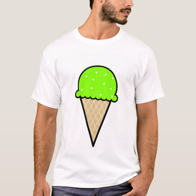 Chartreuse, Neon Grönt Ice Cream Cone Tee Shirt (Framsida)