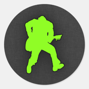 Chartreuse, Neon Grönt Rocker Runt Klistermärke