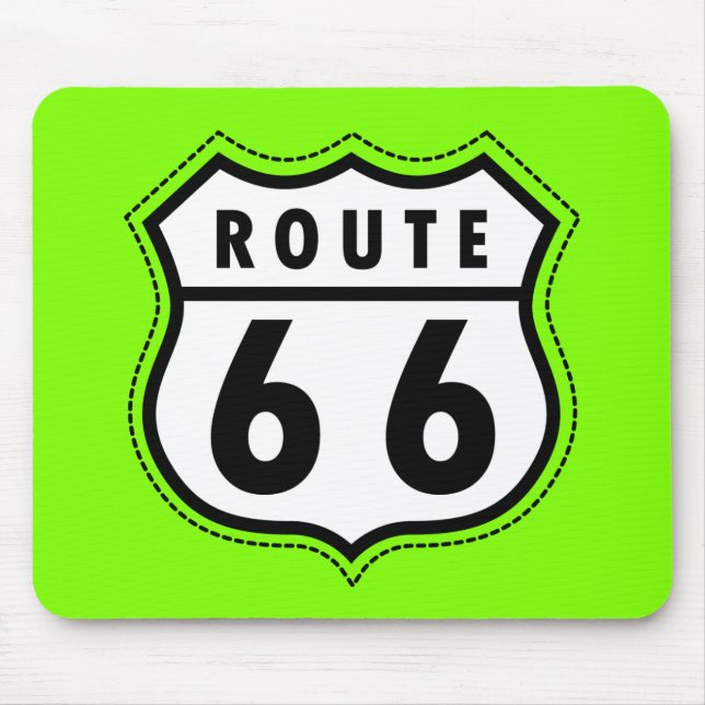 Chartreuse, Neon Grönt Route 66 road Sign Musmatta (Framsidan)