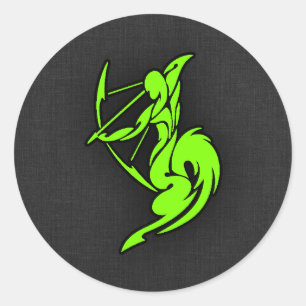 Chartreuse, Neon Grönt Sagittarius Runt Klistermärke