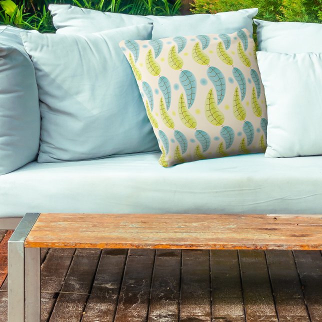 Chartreuse och Aqua löv dekorativ kudde (Skapare uppladdad)