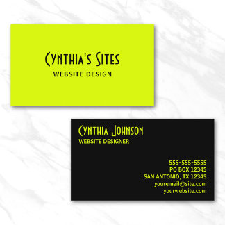 Chartreuse och Black Retro Fold Visitkort