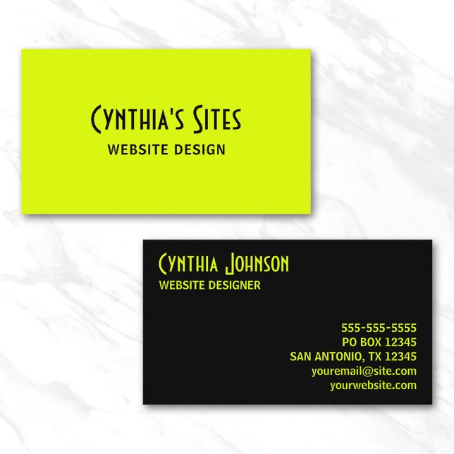 Chartreuse och Black Retro Fold Visitkort (Chartreuse and Black Retro Bold Business Card)