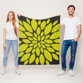 Chartreuse och mörk grå färgblommigtbristning fleecefilt